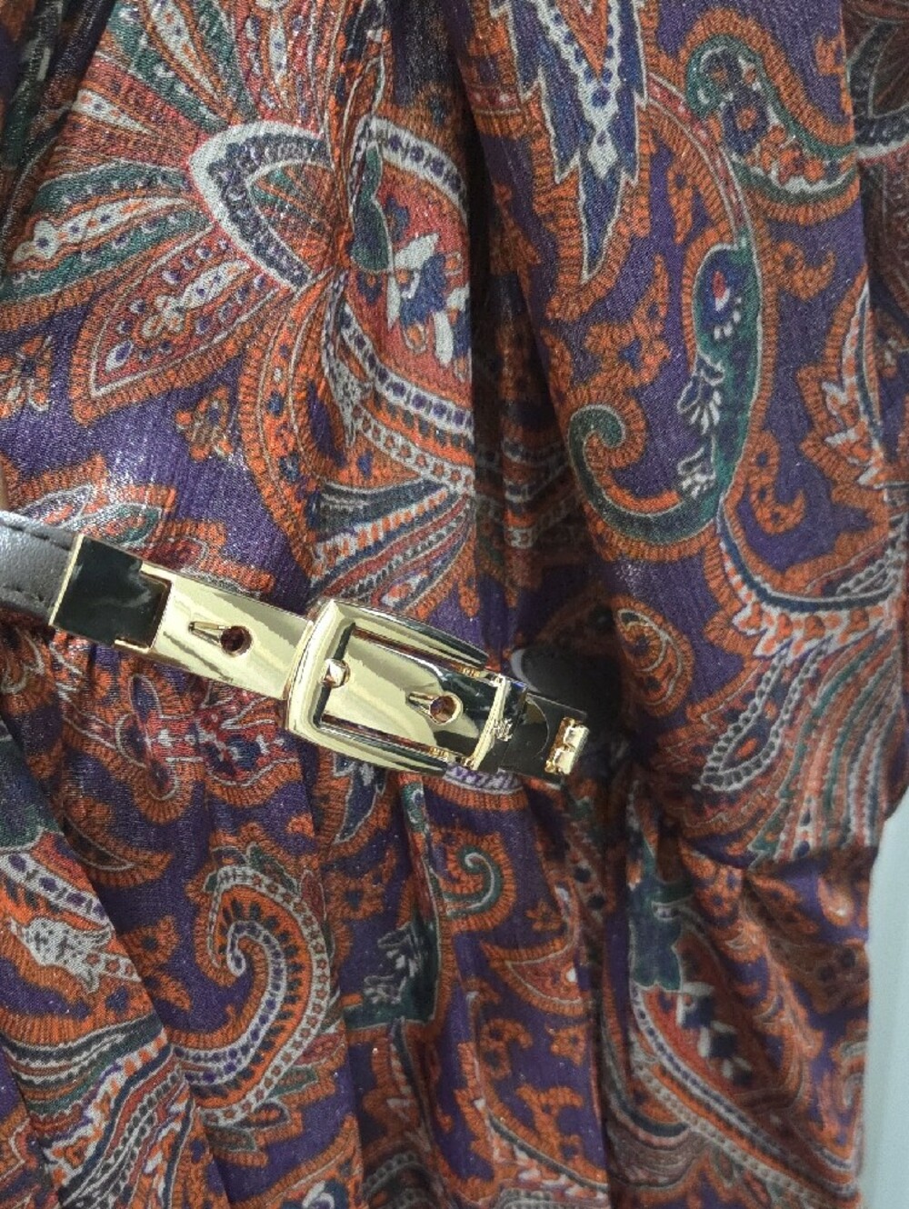 Lauren Ralph Lauren Metallic Paisley Maxi Dress in Burgundy Multi - Picture 6 of 6